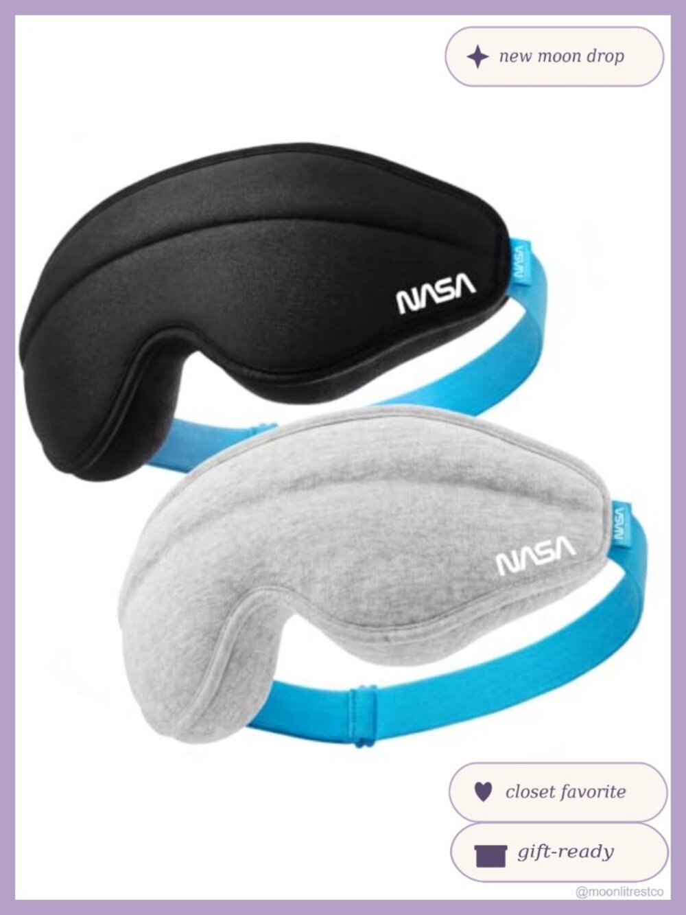 NASA Sleep Mask 2 Pack LightBlock Barrier Contour Memory Foam Eye Mask